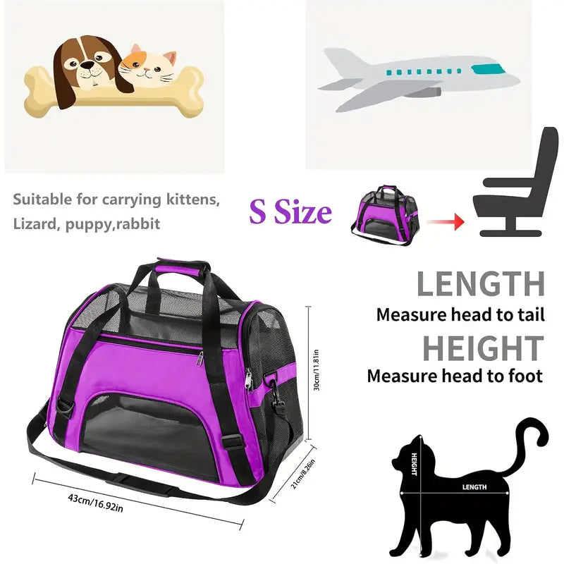 Premium Pet Travel Carrier - Safe Airline-Approved, Foldable & Hassle-Free